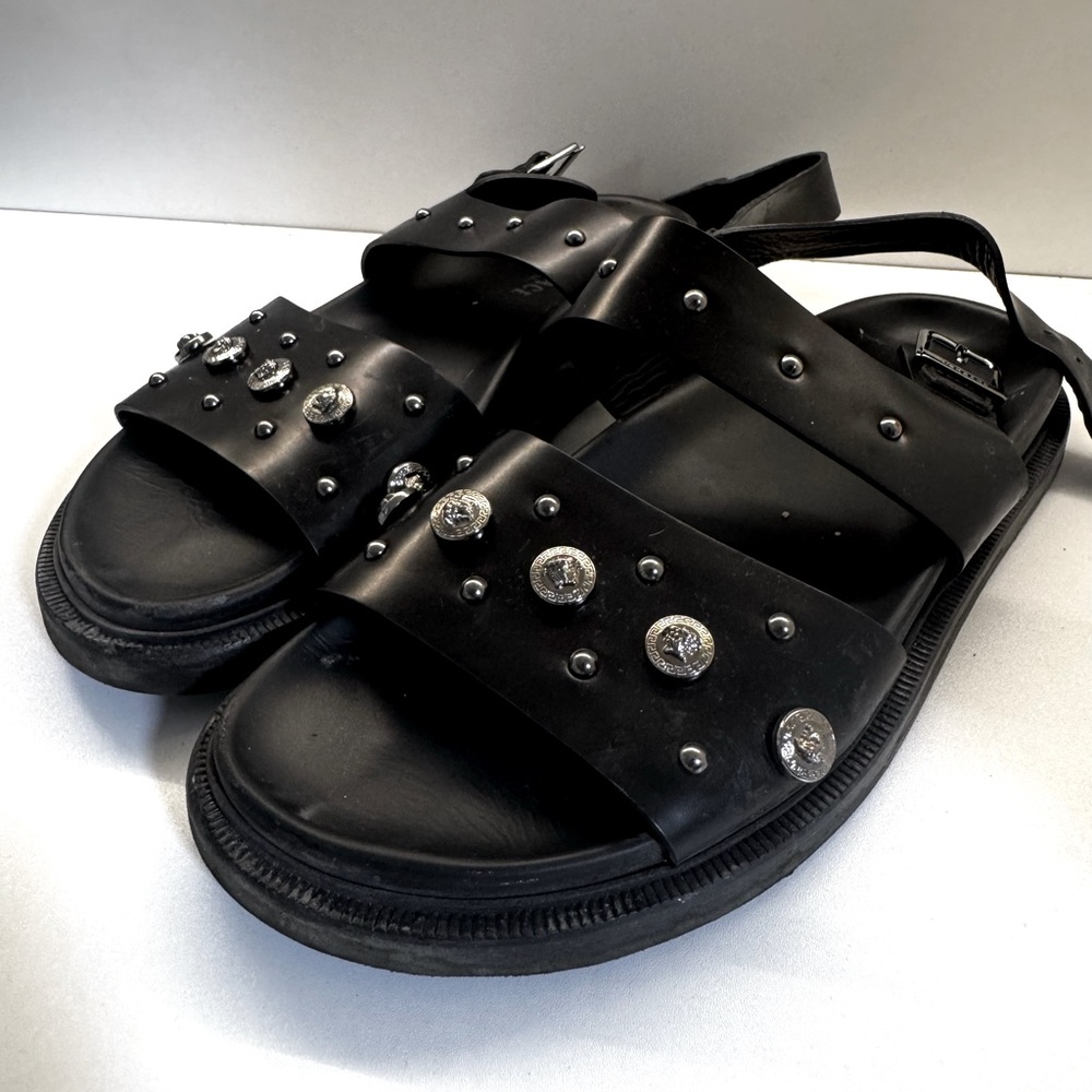 Versace Double Strap Medusa Logo Sandals